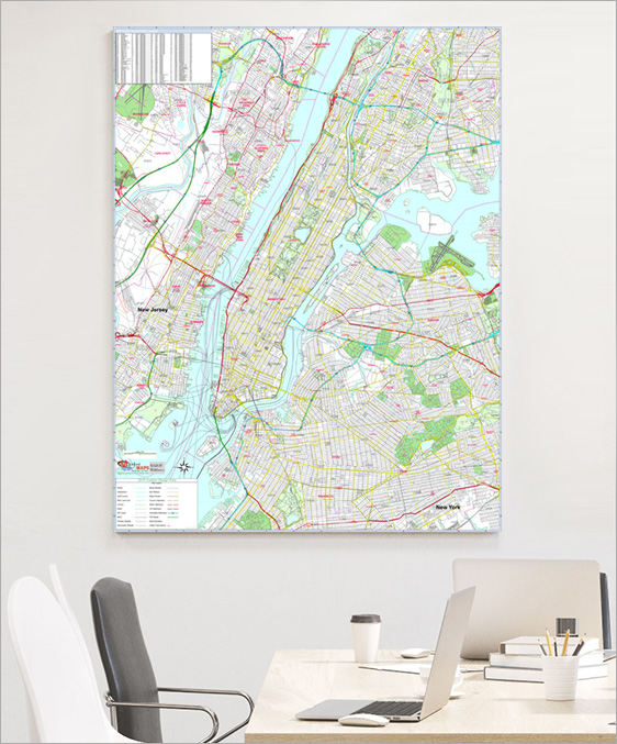 New York Style New York Wall Map
