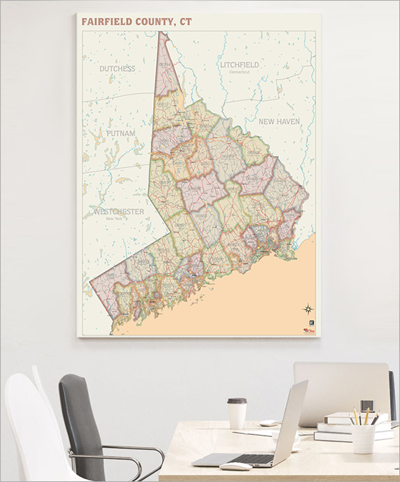 Antique Style ZIP Code Wall Map